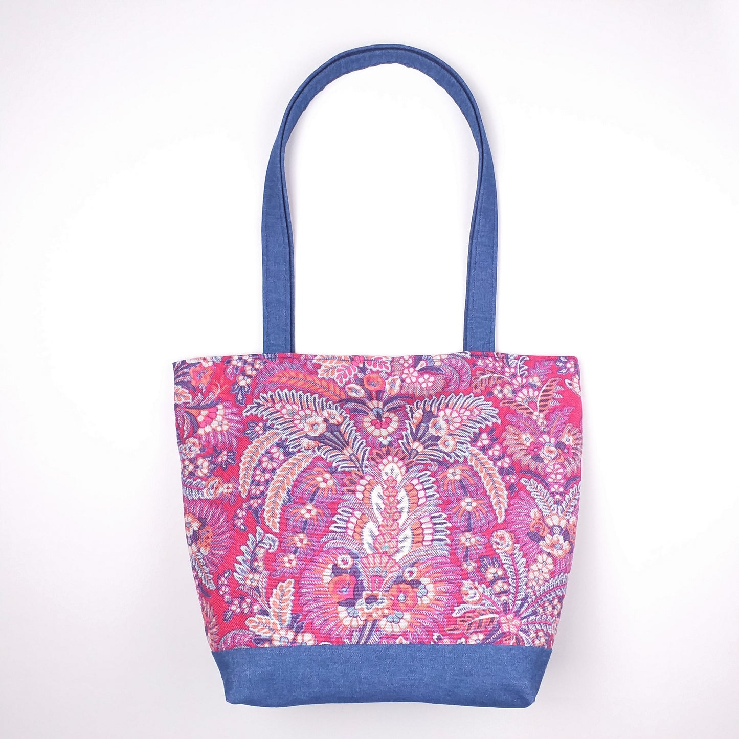 Deluxe Tote Bag - Two Tone Red Floral