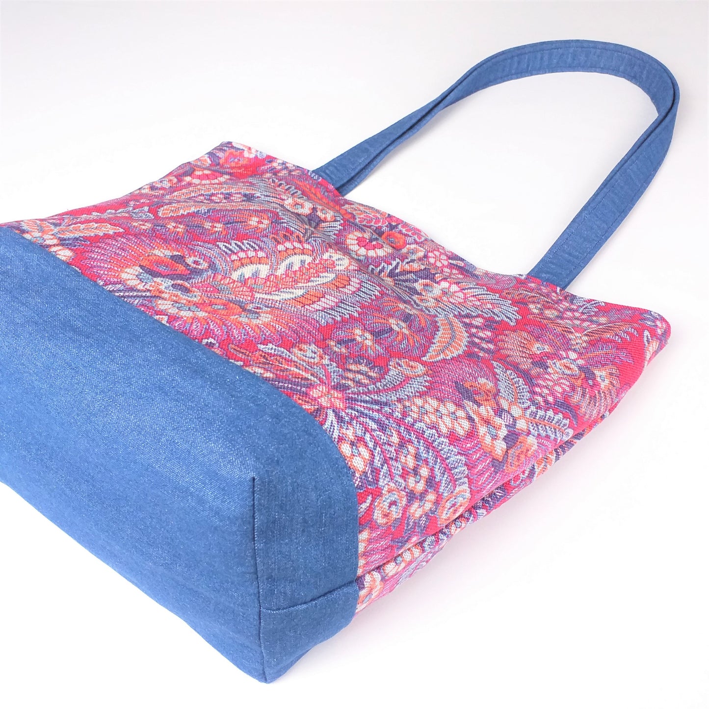 Deluxe Tote Bag - Two Tone Red Floral