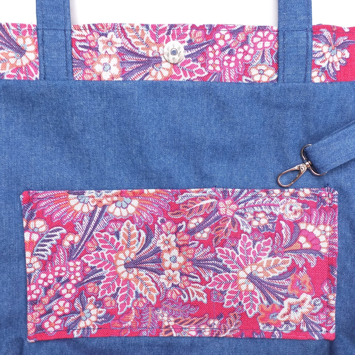 Deluxe Tote Bag - Two Tone Red Floral