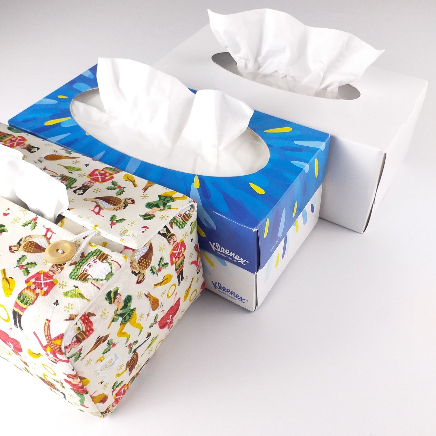 Rectangular Fabric Tissue Box Cover - Twelve Days of Christmas Design