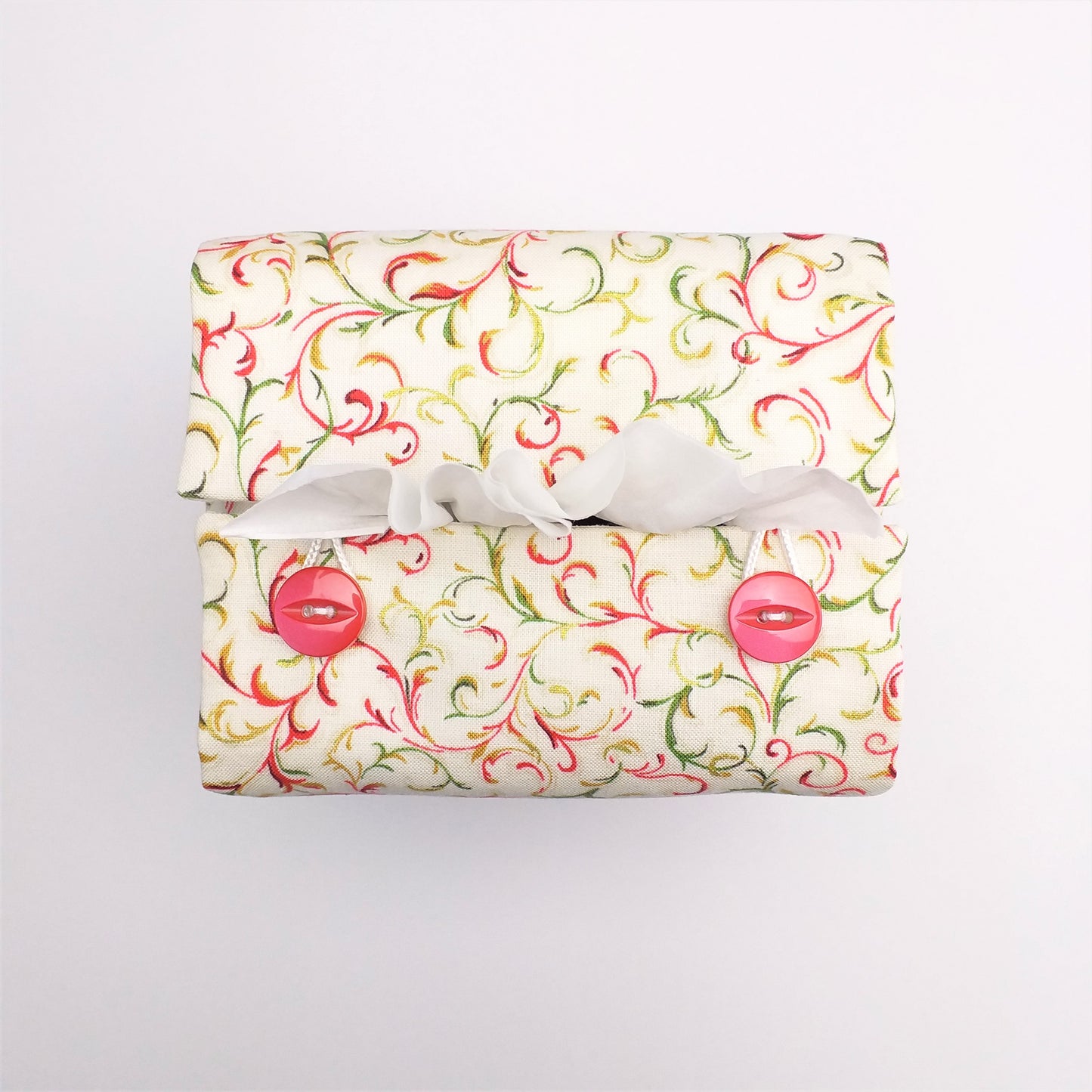 Cube Fabric Tissue Box Cover - Christmas Filigree Design