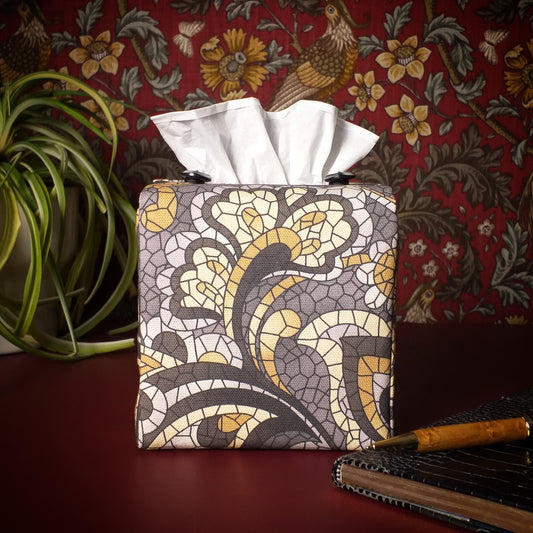 Cube Fabric Tissue Box Cover - Grey Paisley