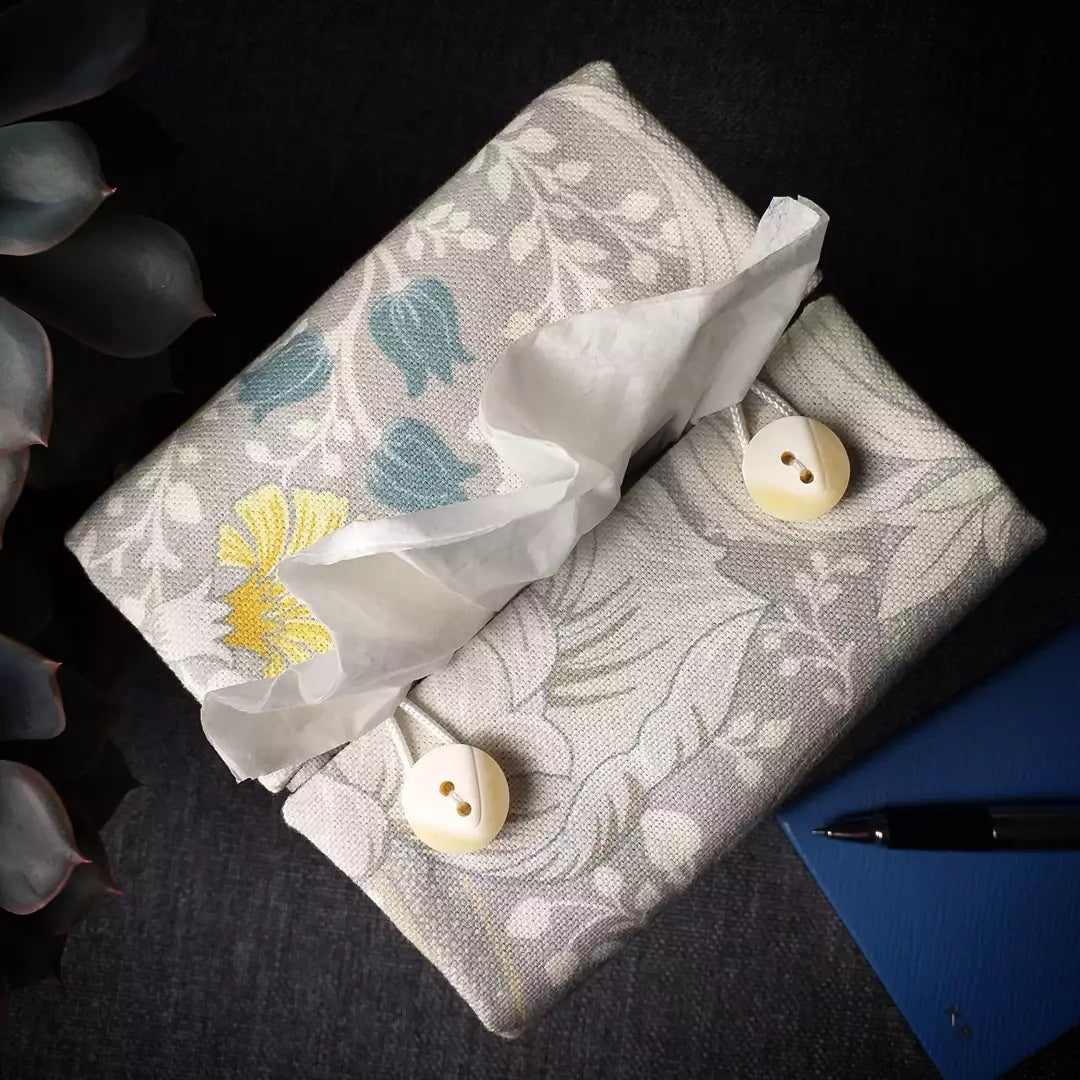 Cube Fabric Tissue Box Cover - Magnolia White & Grey