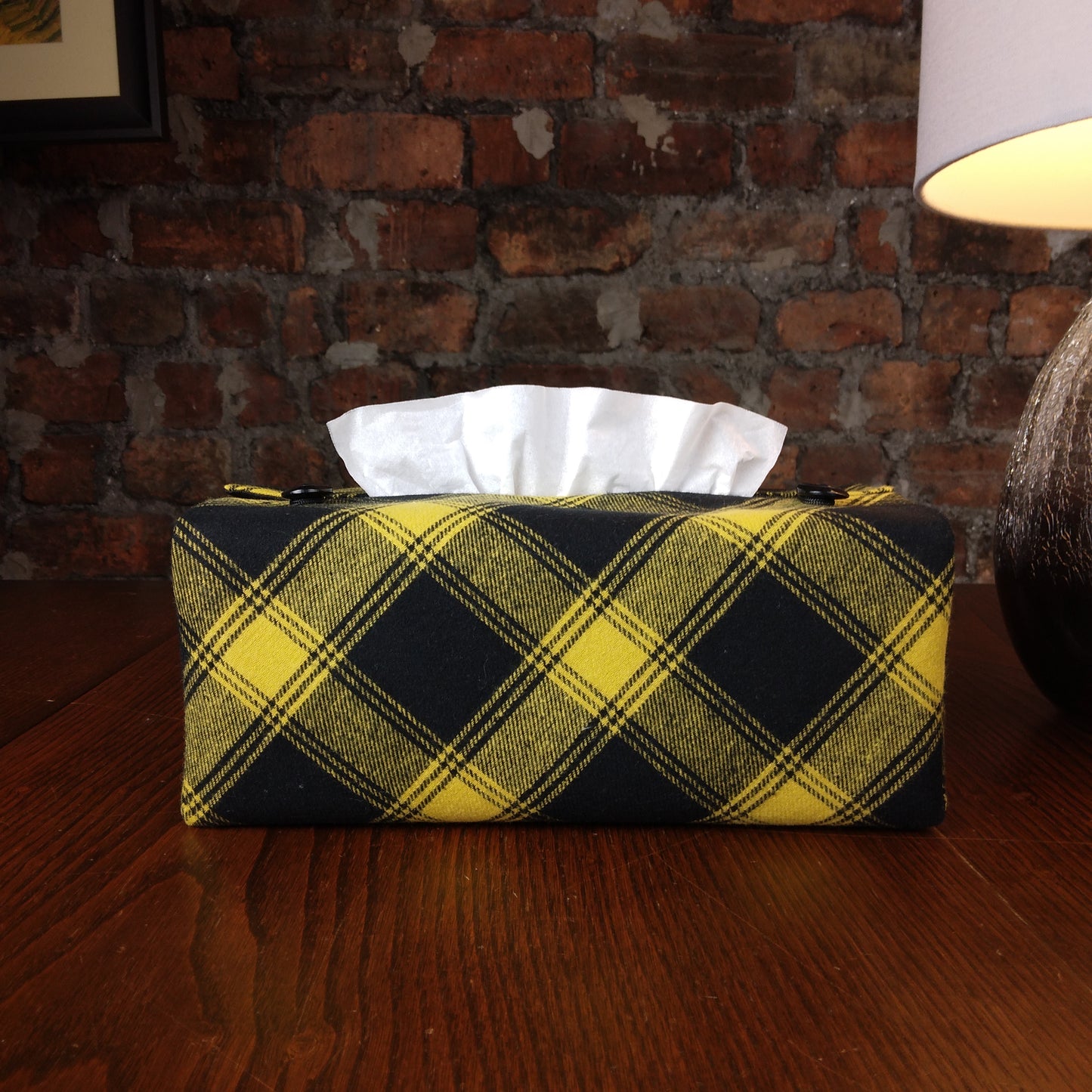 Rectangular Fabric Tissue Box Cover - Yellow Plaid