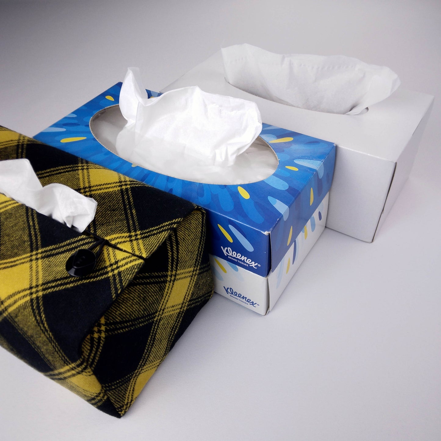 Rectangular Fabric Tissue Box Cover - Yellow Plaid