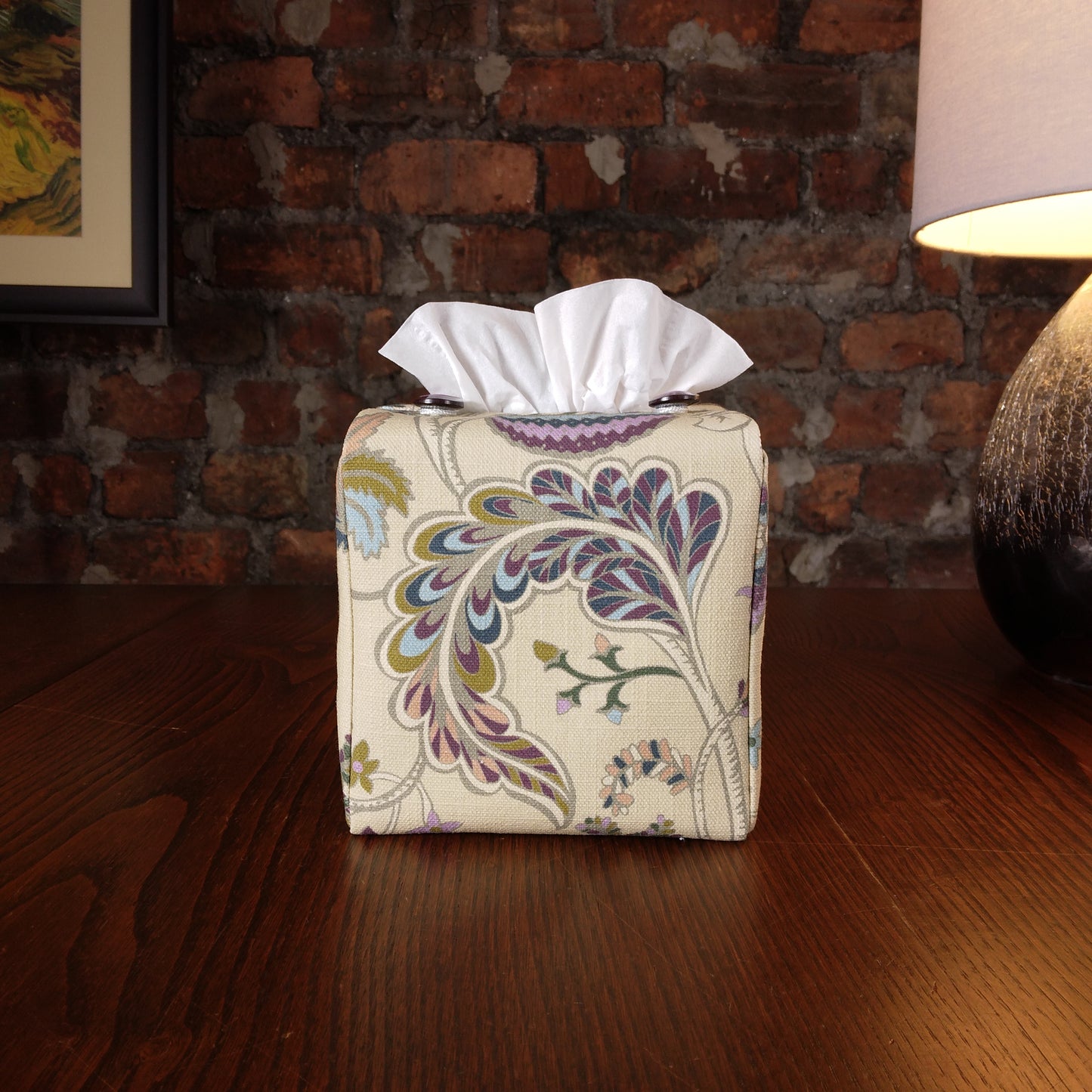 Cube Fabric Tissue Box Cover - Floral Tapestry Print