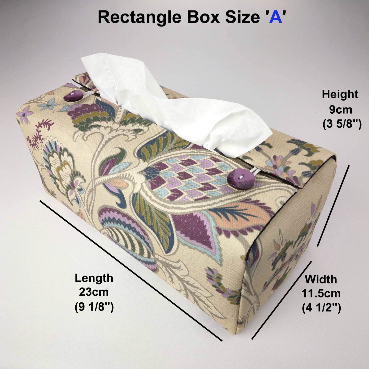 Rectangle tissue box cover with multi colour floral print
