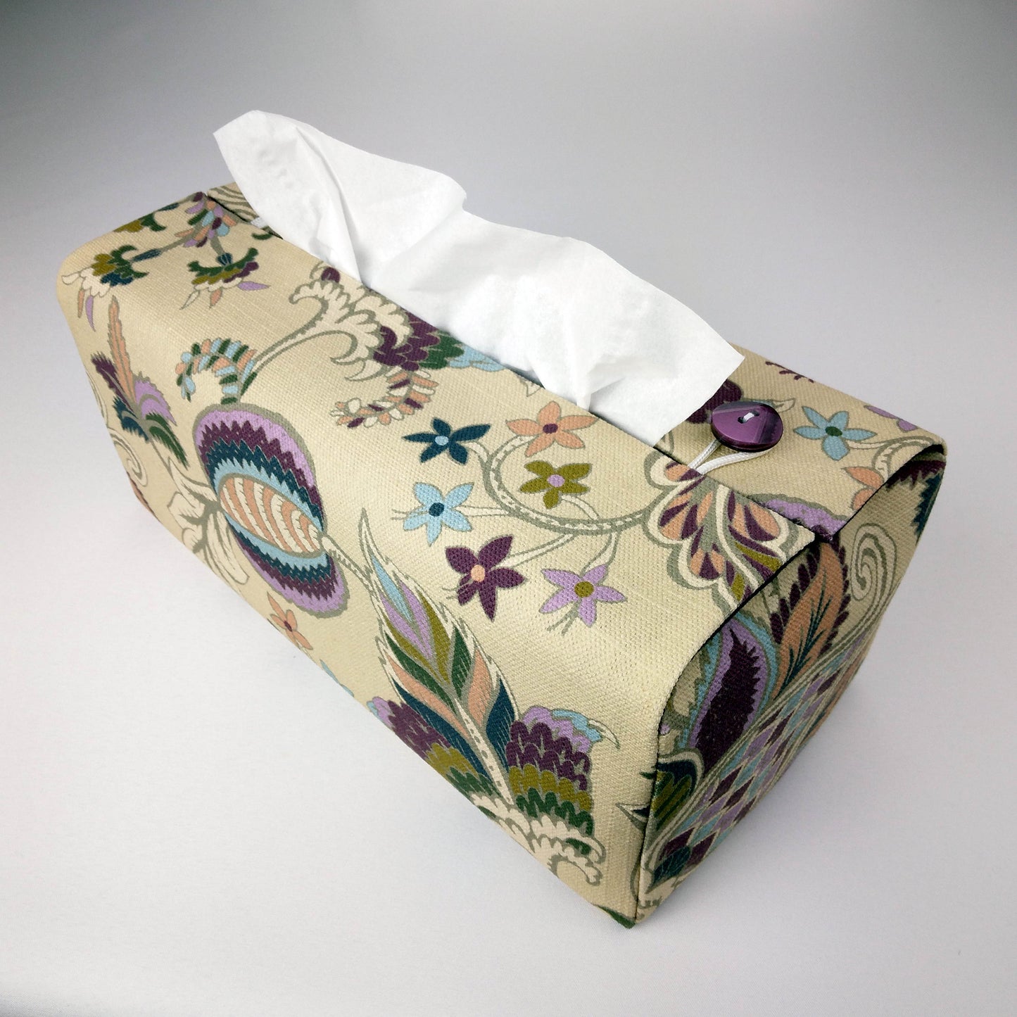 Rectangular Fabric Tissue Box Cover - Floral Tapestry Print