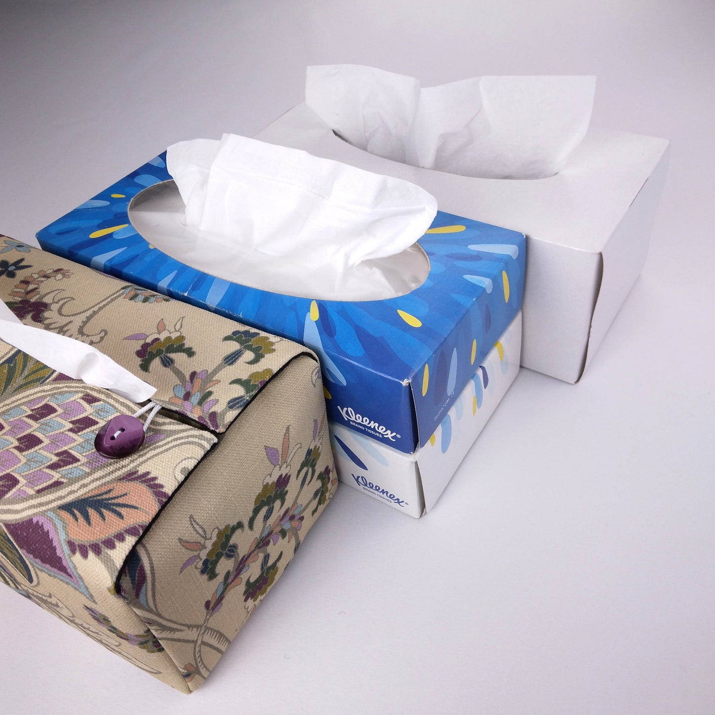 Rectangular Fabric Tissue Box Cover - Floral Tapestry Print