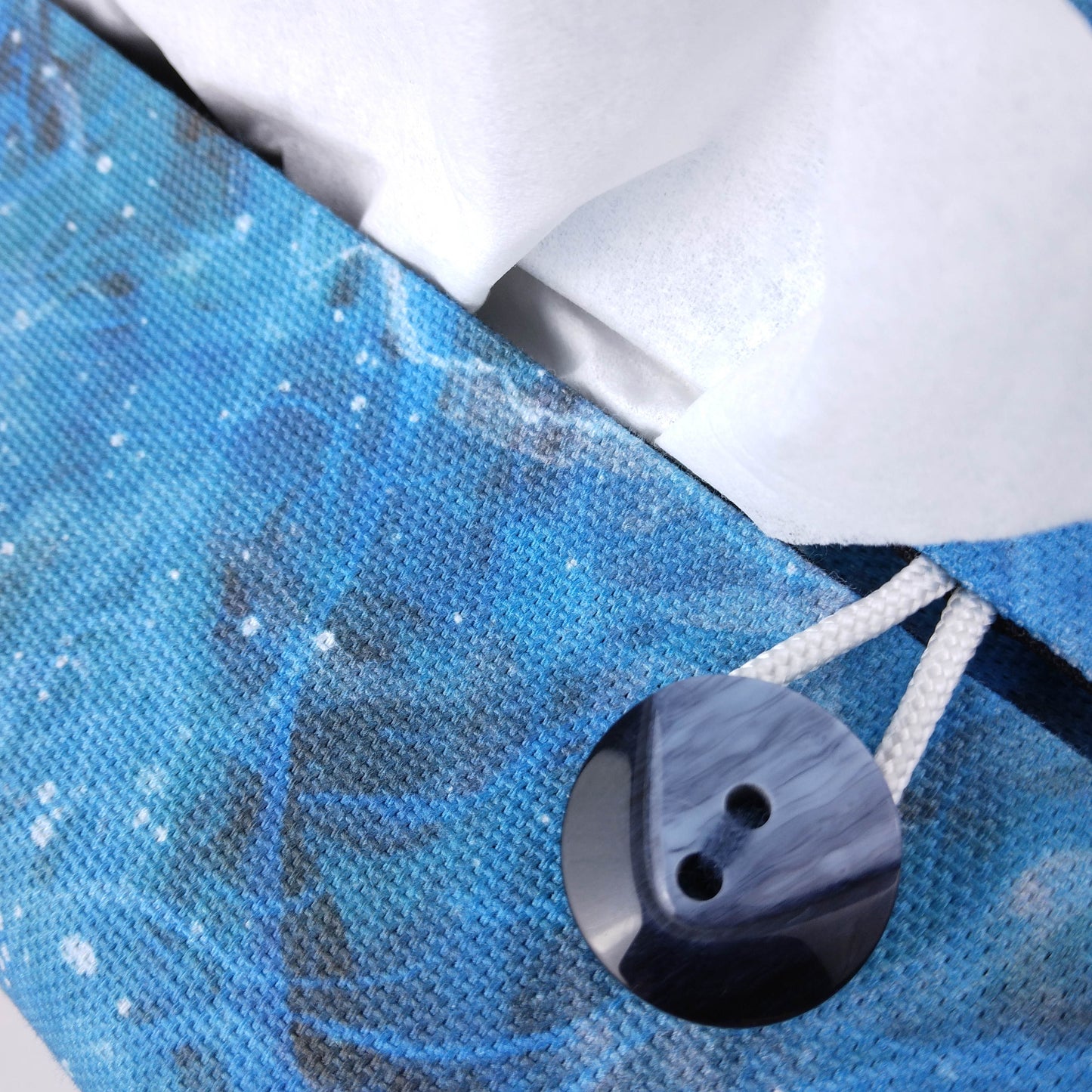 Rectangular Fabric Tissue Box Cover - Dark Blue Nebula Print