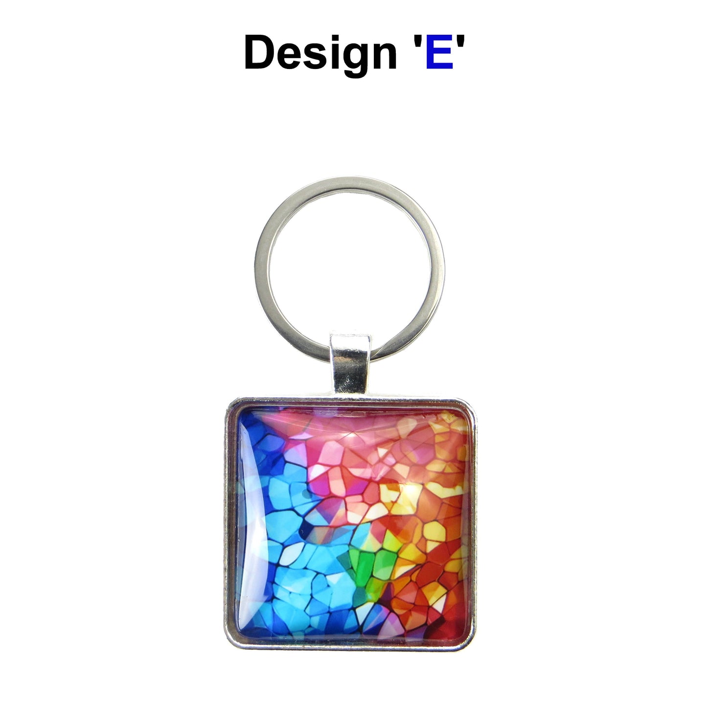 Keyring with a colourful glass domed image