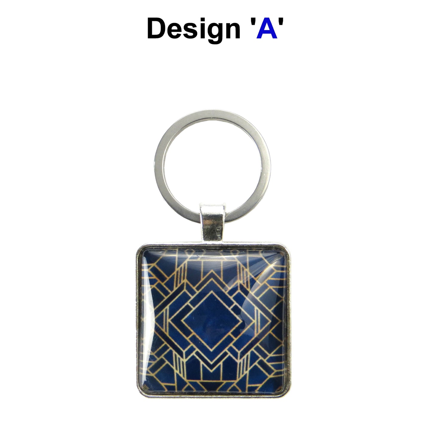Keyring with a colourful glass domed image