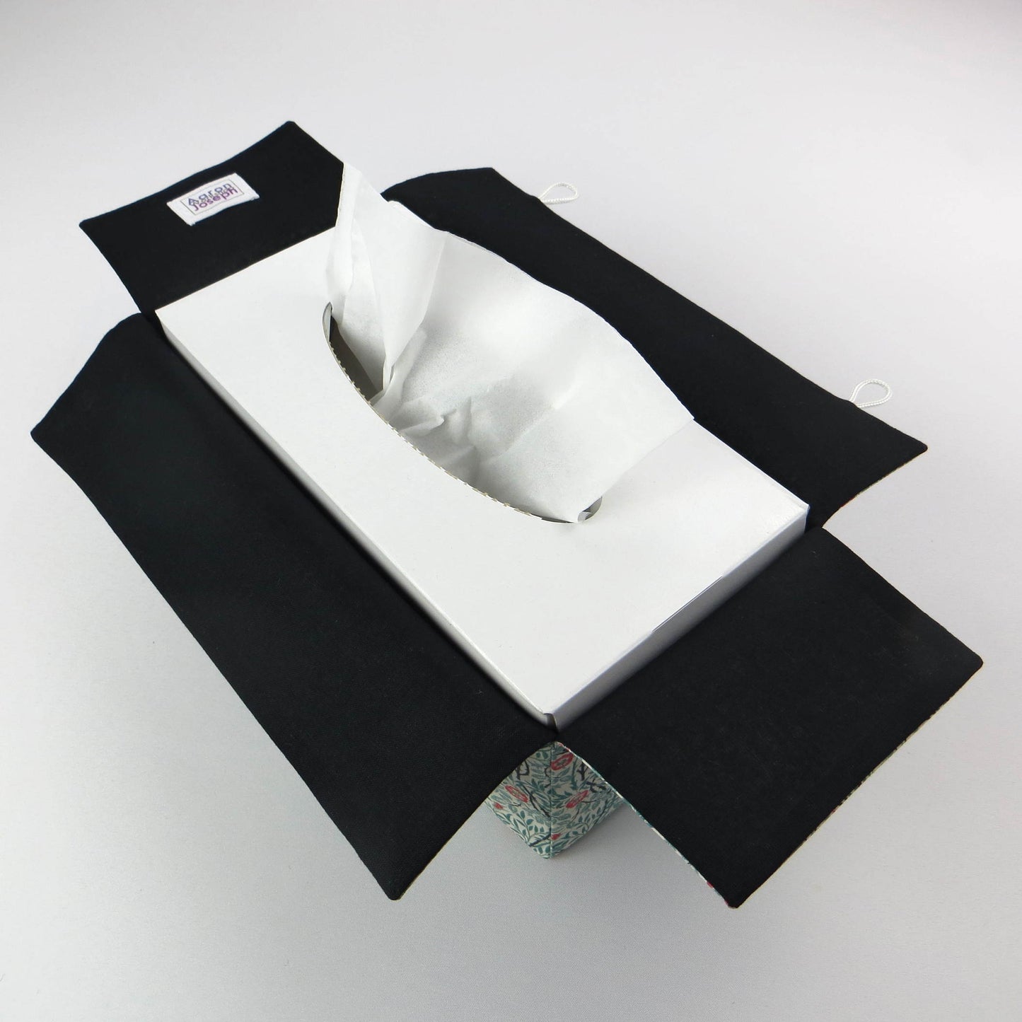 Rectangle tissue box cover with red flowers and green vines