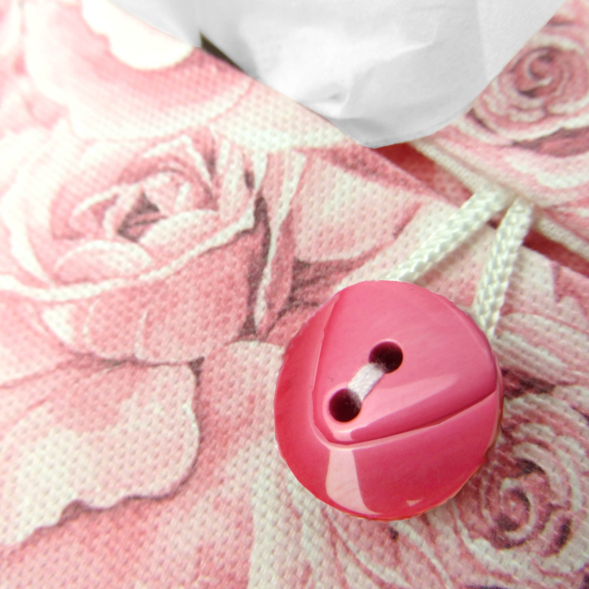 Cotton rectangle tissue box cover with pink roses with white accent