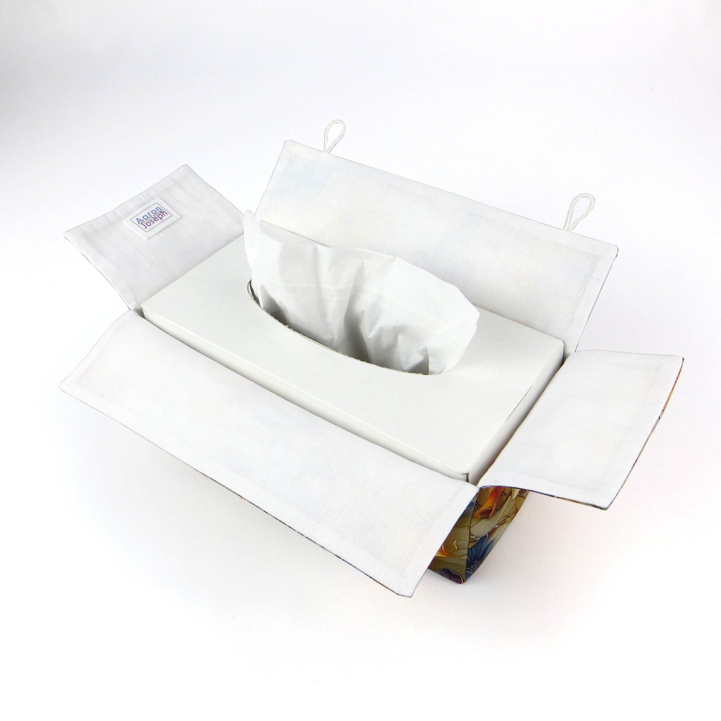 Rectangular tissue box cover with a multi-colour floral pattern