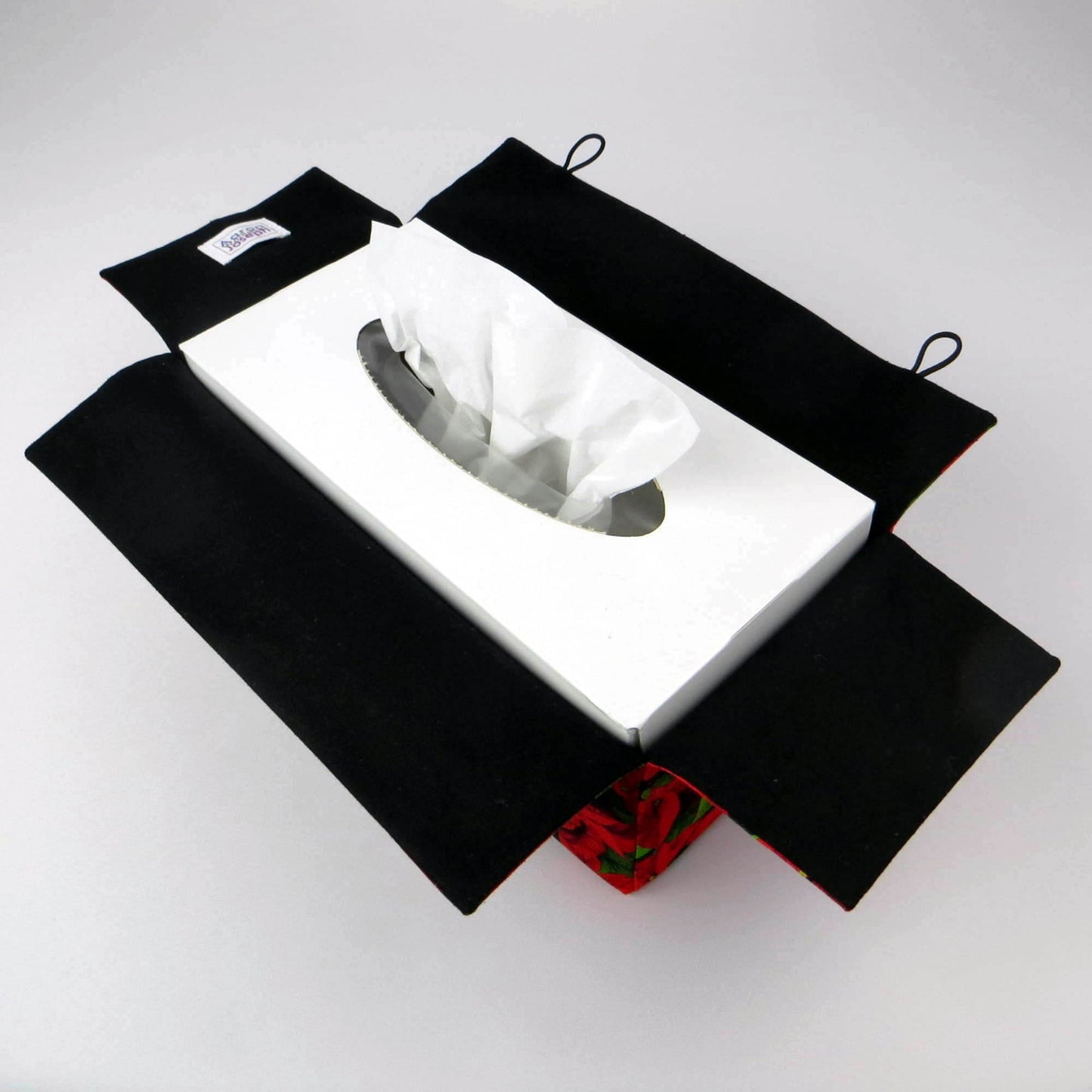 Rectangular Fabric Tissue Box Cover - Poinsettia Christmas Design