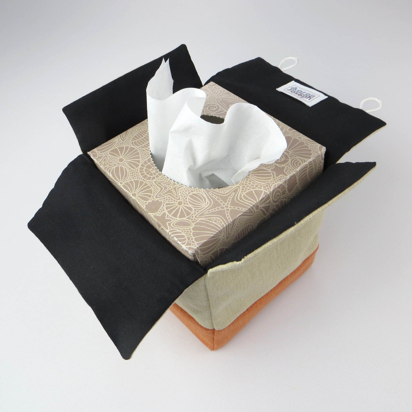 Cube Fabric Tissue Box Cover - Two Tone Sand and Orange