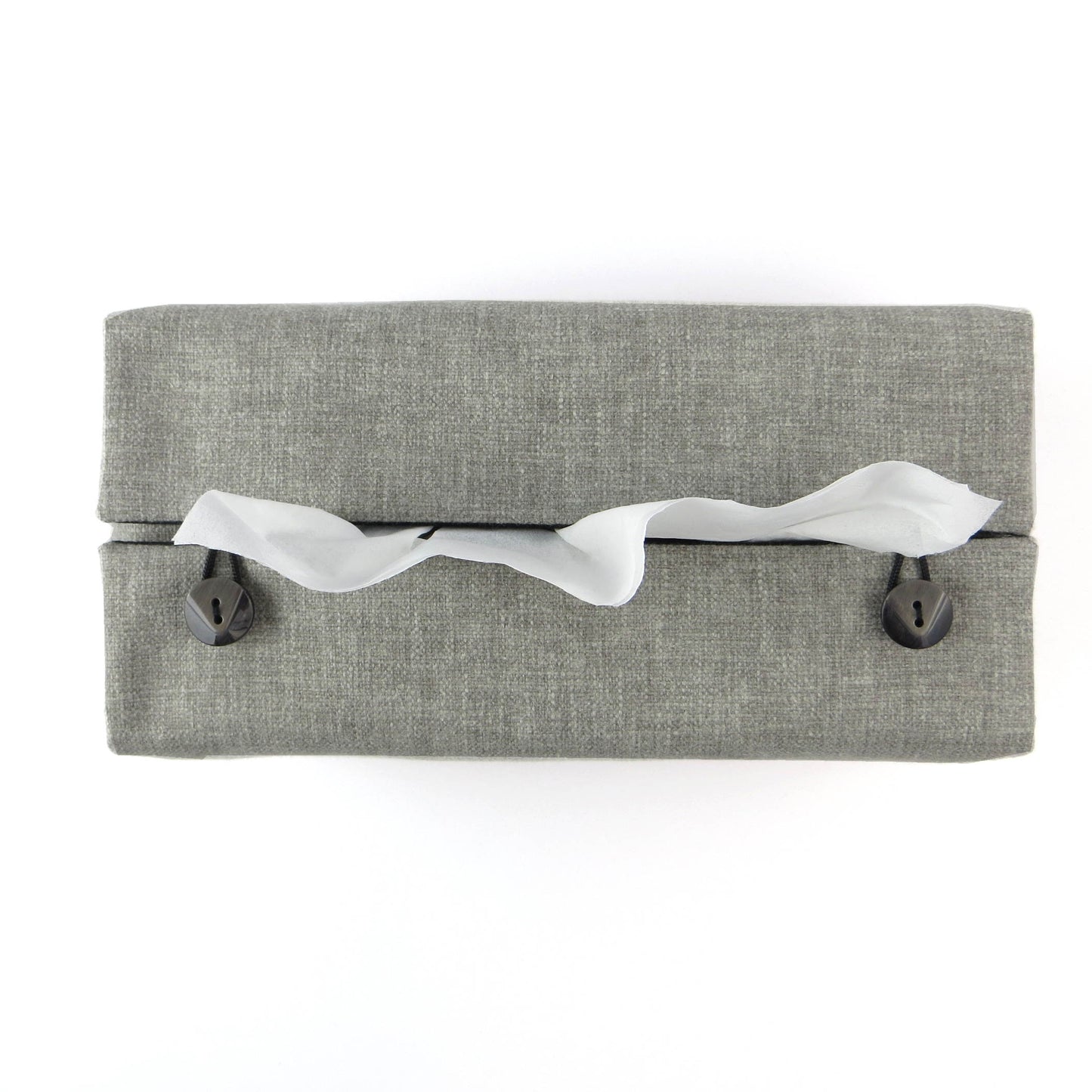 Rectangular Fabric Tissue Box Cover - Two Tone Taupe and Burgundy