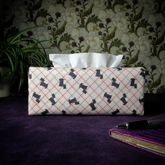 Rectangular Fabric Tissue Box Cover - Scottie Dogs