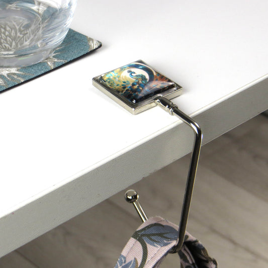 Handbag hook for hanging accessories on tables, ledges, and shelves