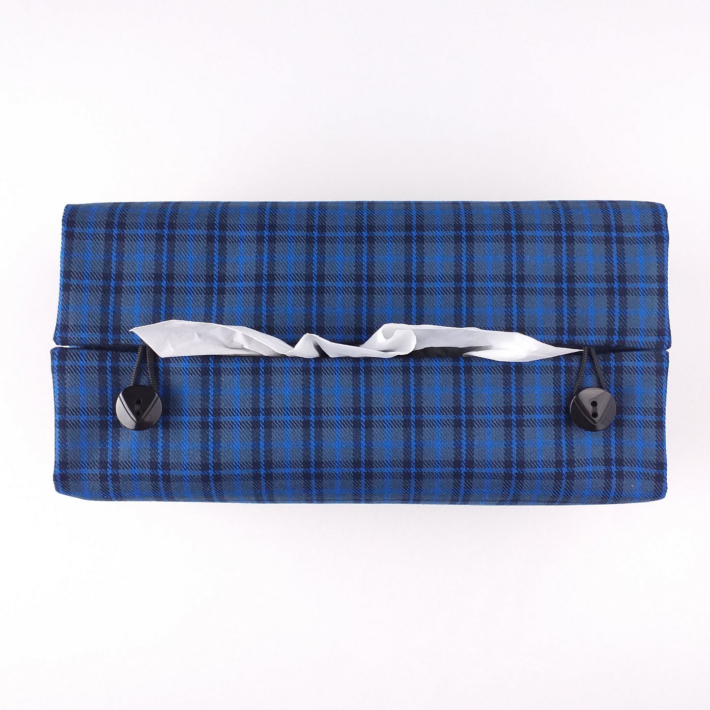 Rectangular Fabric Tissue Box Cover - Blue Plaid