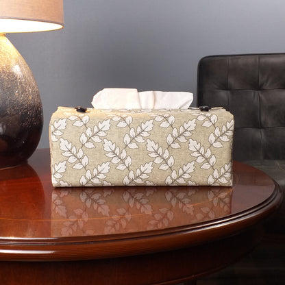 Rectangular Fabric Tissue Box Cover - Ash Leaves Oatmeal