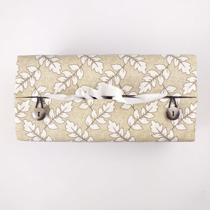 Rectangular Fabric Tissue Box Cover - Ash Leaves Oatmeal