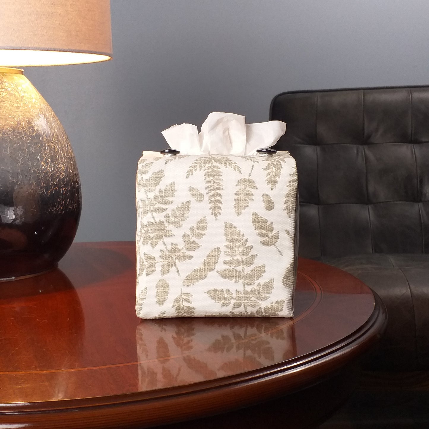 Cube Fabric Tissue Box Cover - Natural Fern