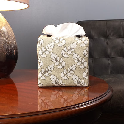 Cube Fabric Tissue Box Cover - Ash Leaves Oatmeal