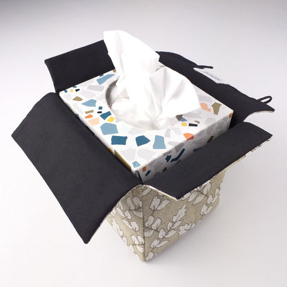 Cube Fabric Tissue Box Cover - Ash Leaves Oatmeal