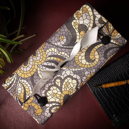 Rectangular Fabric Tissue Box Cover - Grey Paisley