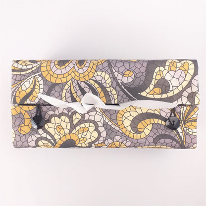 Rectangular Fabric Tissue Box Cover - Grey Paisley