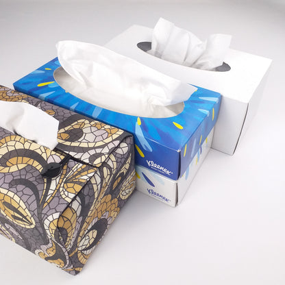 Rectangular Fabric Tissue Box Cover - Grey Paisley