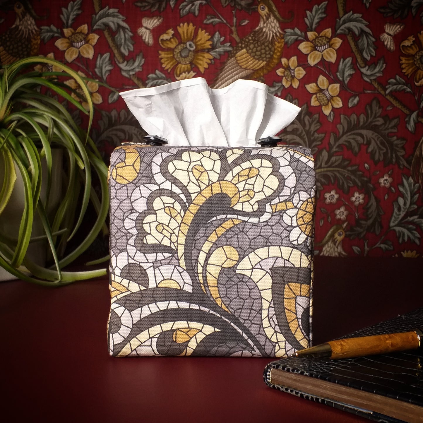 Cube Fabric Tissue Box Cover - Grey Paisley