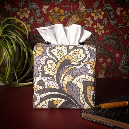 Cube Fabric Tissue Box Cover - Grey Paisley