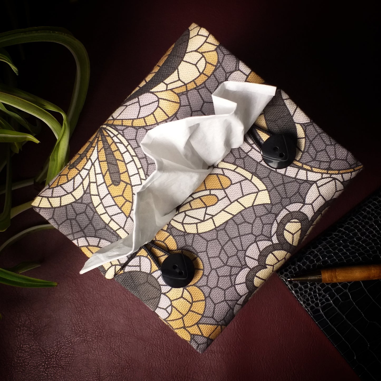 Cube Fabric Tissue Box Cover - Grey Paisley