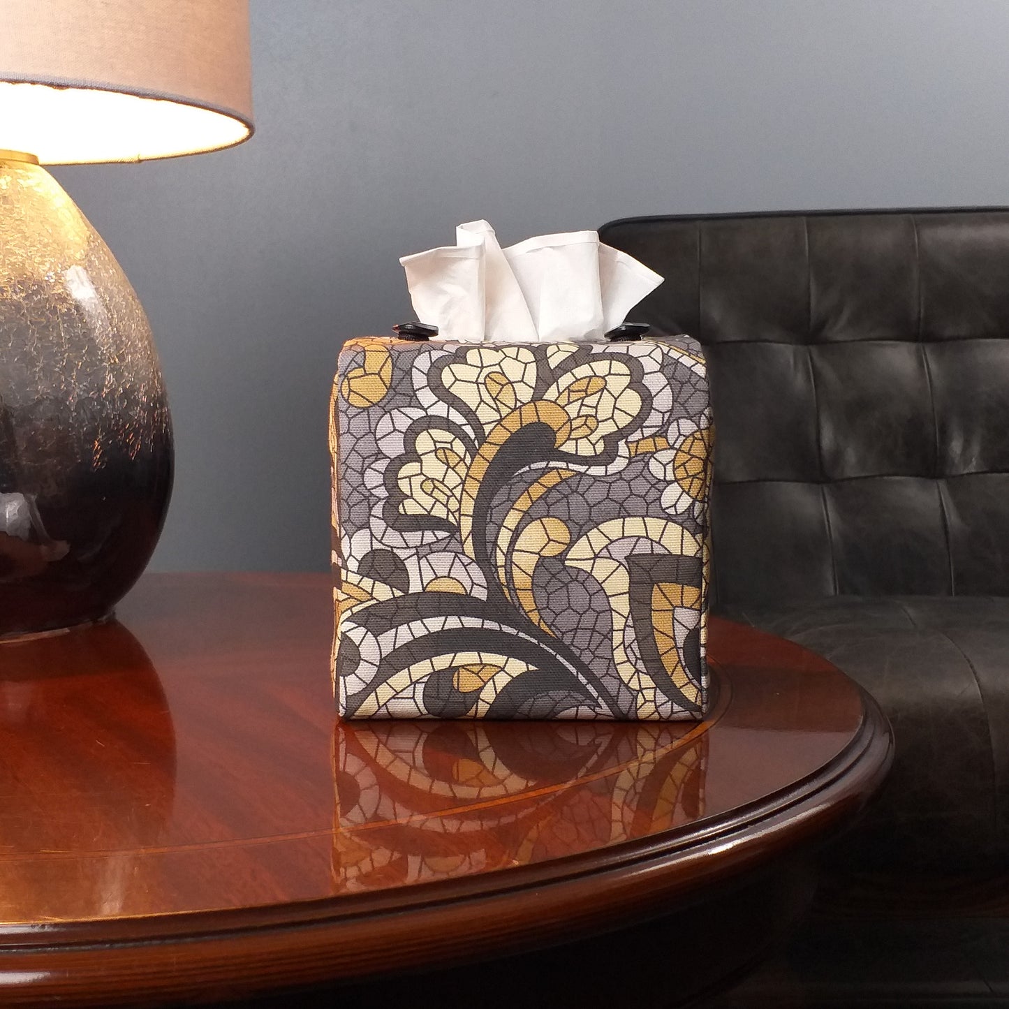 Cube Fabric Tissue Box Cover - Grey Paisley