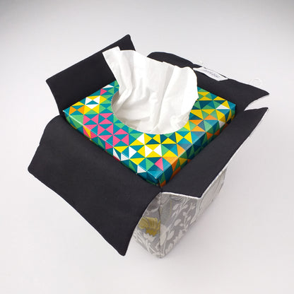 Cube Fabric Tissue Box Cover - Magnolia White & Grey