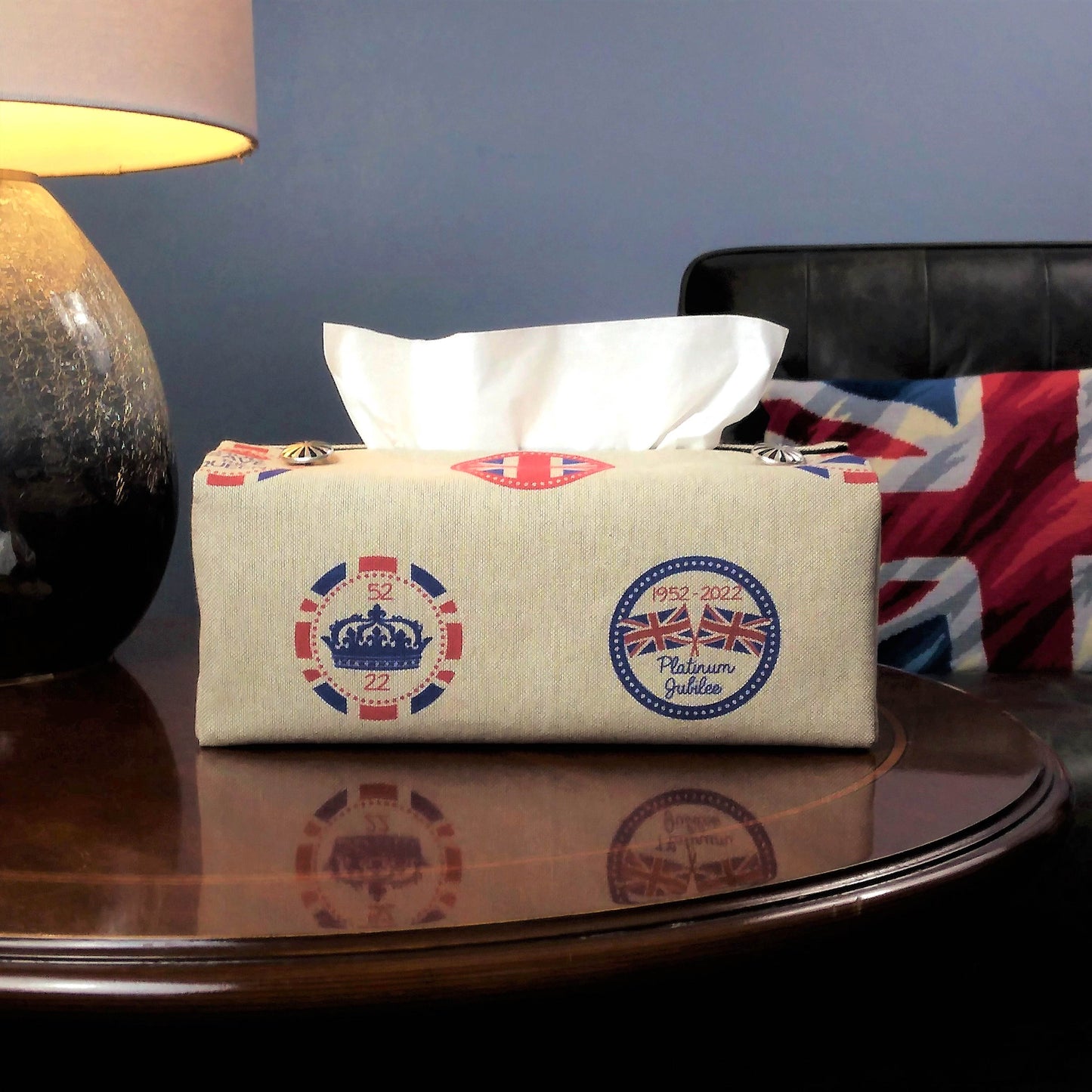 Rectangular Fabric Tissue Box Cover - Platinum Jubilee