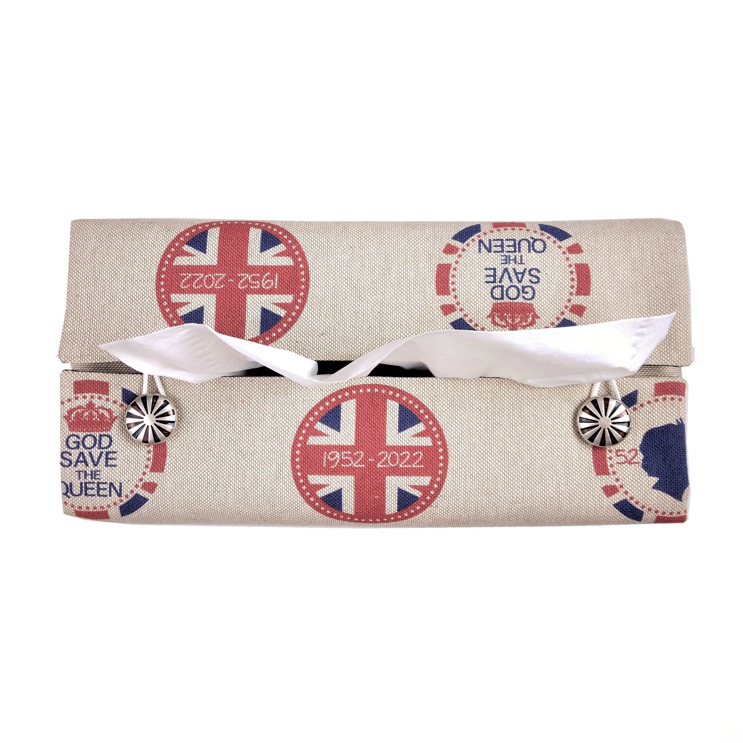 Rectangular Fabric Tissue Box Cover - Platinum Jubilee