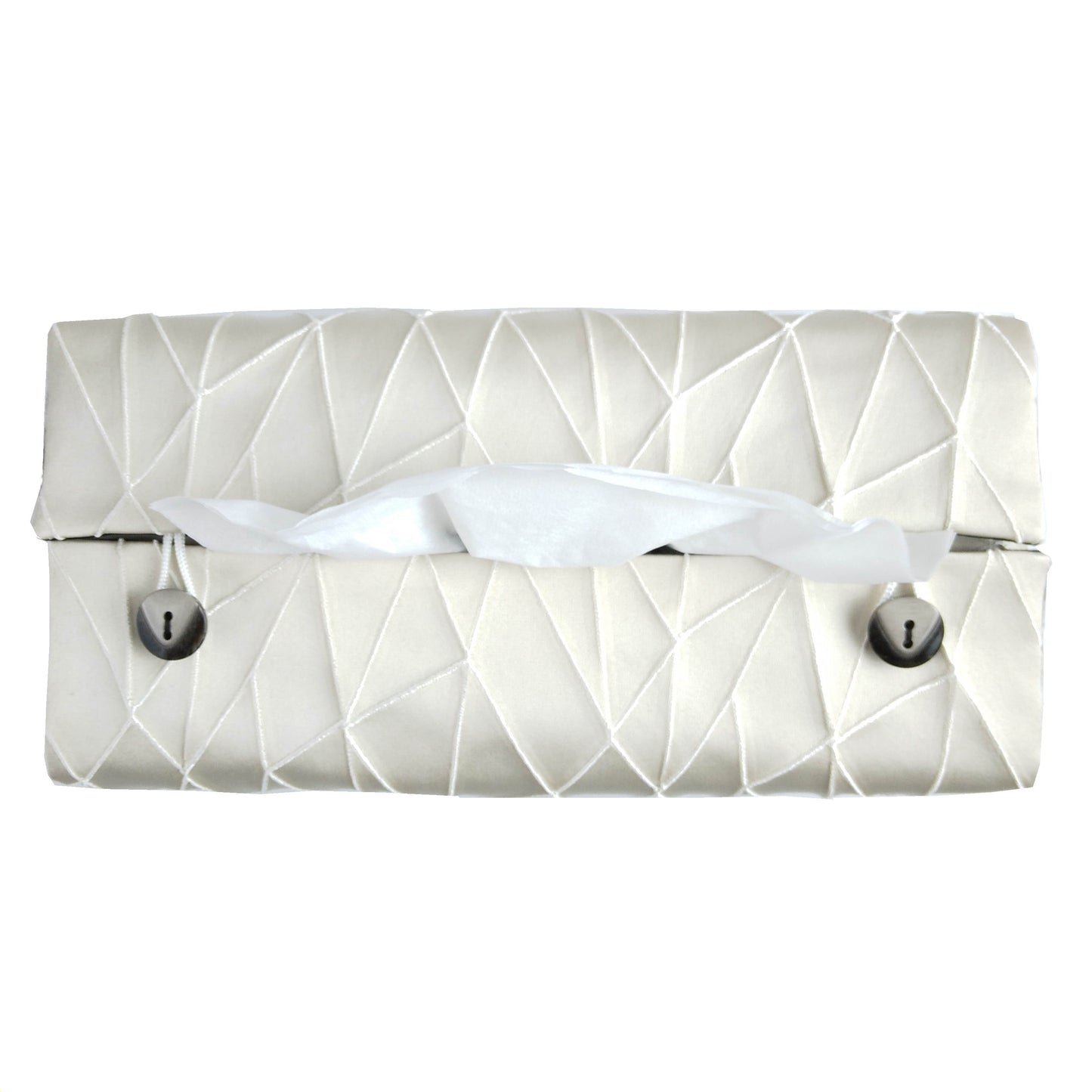 Rectangular Fabric Tissue Box Cover - Crackle Design on Cream
