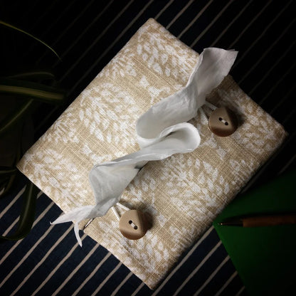 Cube Fabric Tissue Box Cover - Poplar Trees on Wheat