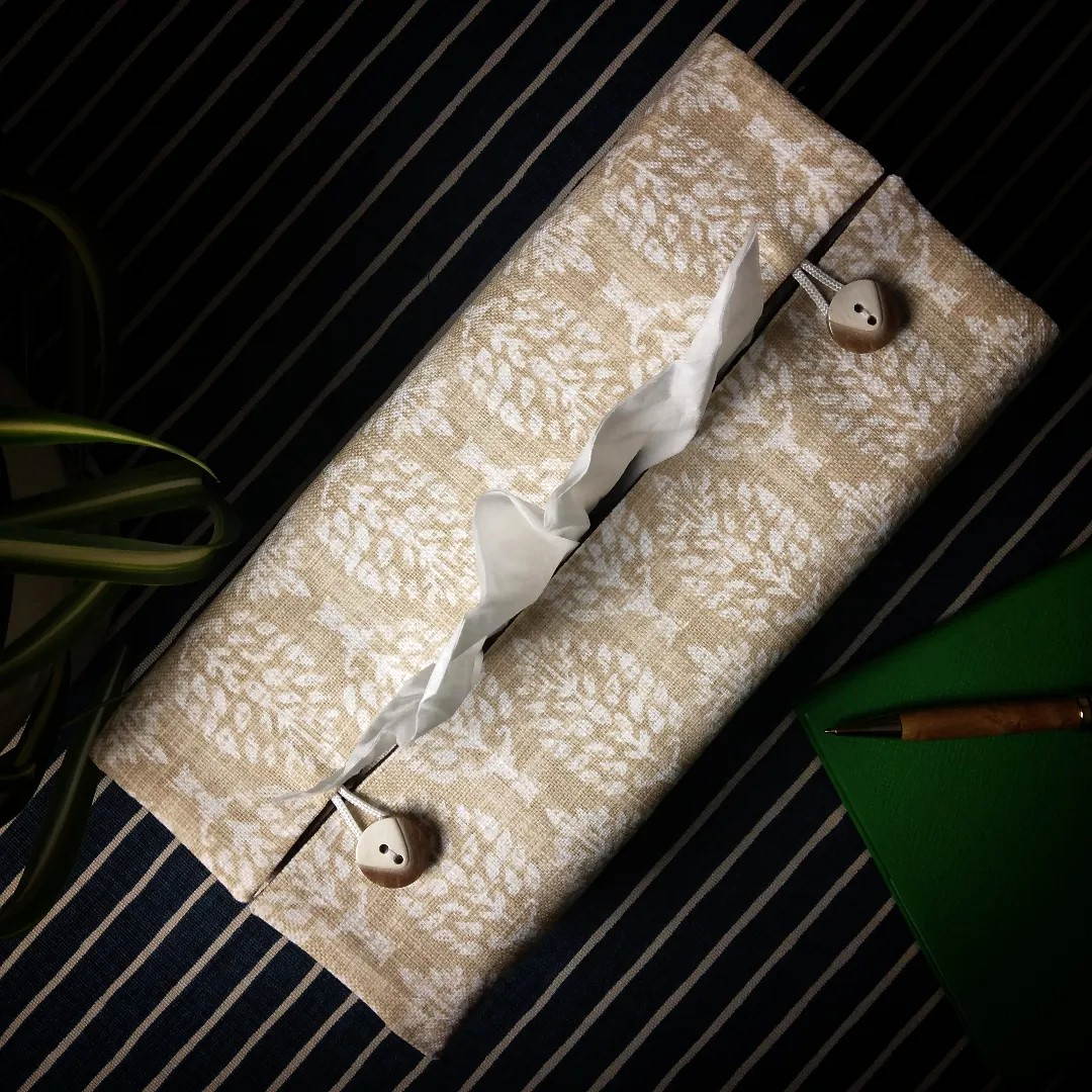Rectangular Fabric Tissue Box Cover - Poplar Trees on Wheat