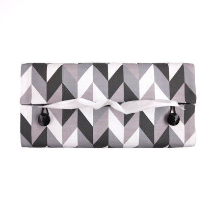 Rectangular Fabric Tissue Box Cover - Grey Herringbone