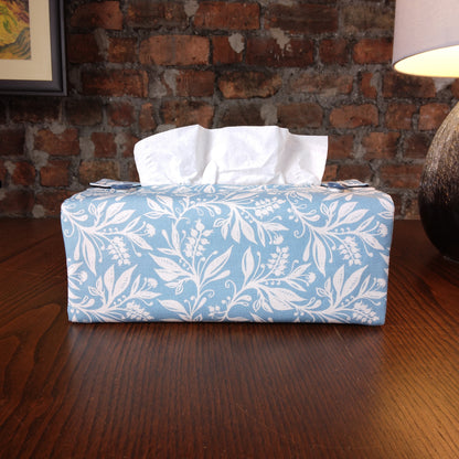 Rectangular Fabric Tissue Box Cover - Wildflowers on Light Blue