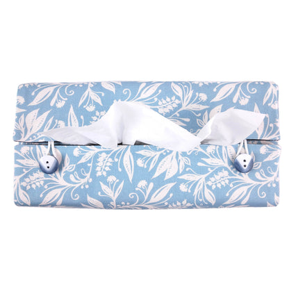 Rectangular Fabric Tissue Box Cover - Wildflowers on Light Blue