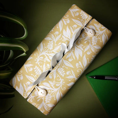 Rectangular Fabric Tissue Box Cover - Wildflowers on Yellow