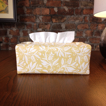 Rectangular Fabric Tissue Box Cover - Wildflowers on Yellow