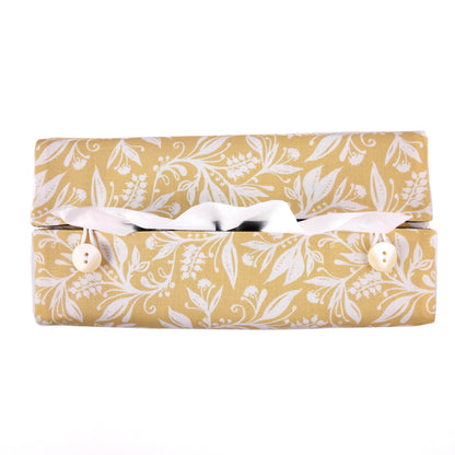 Rectangular Fabric Tissue Box Cover - Wildflowers on Yellow