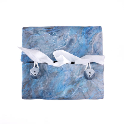 Cube Fabric Tissue Box Cover - Light Blue Nebula Print